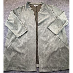 Evri Cardigan Womens 4X Plus Green Faux Suede Open Front‎ Jacket